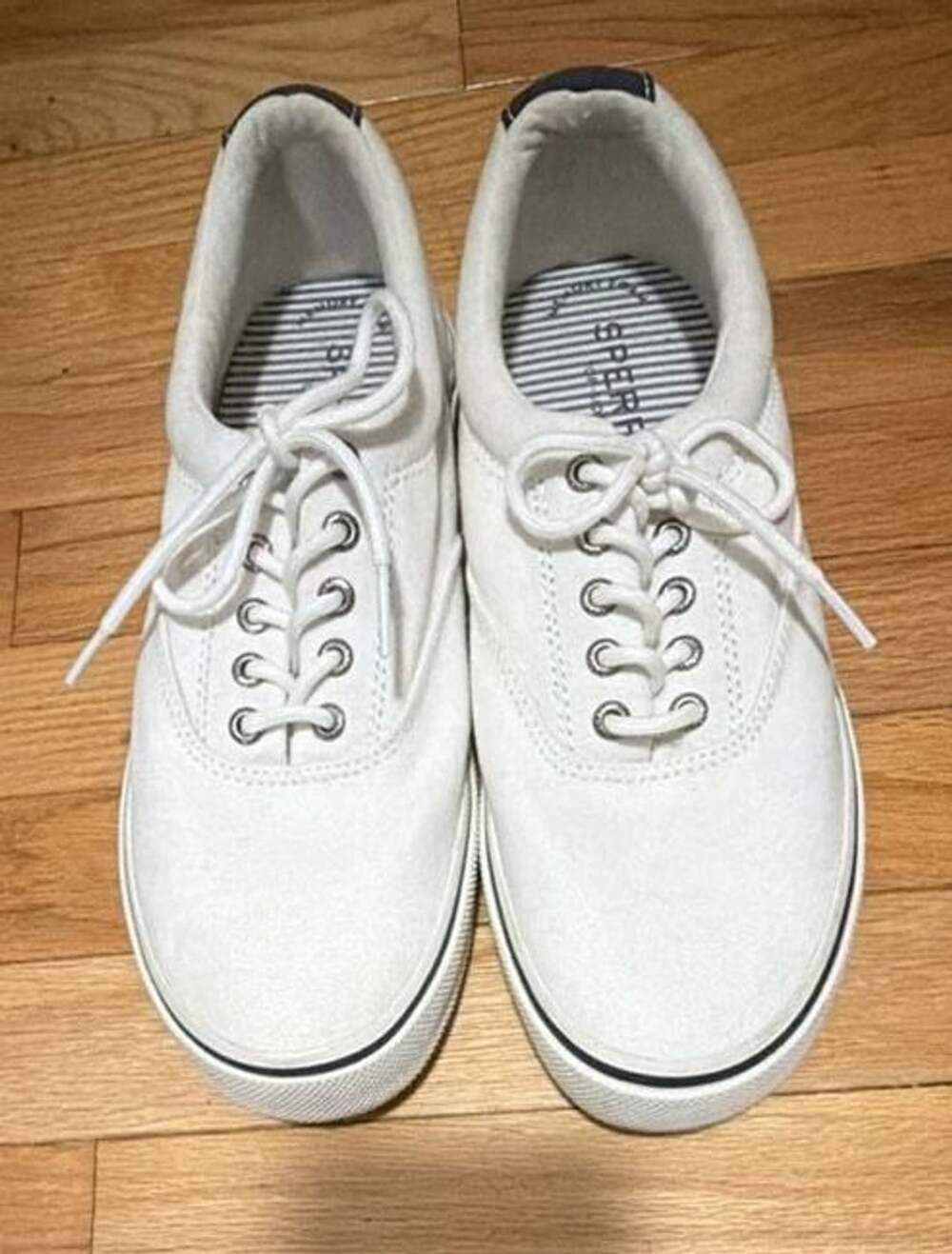Sperry Men's Striper II CVO Sneaker White Canvas Size 9